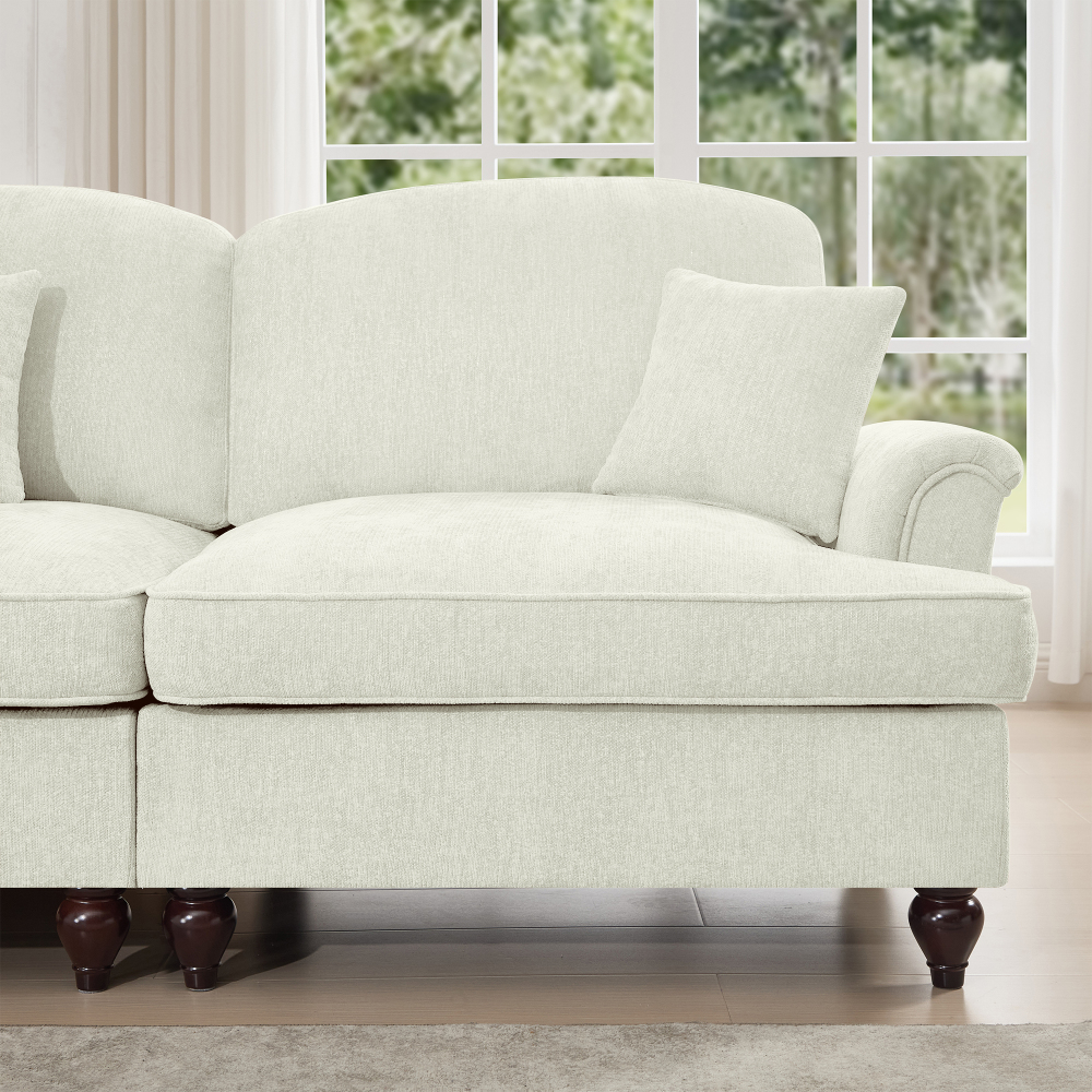 Classic U-Shaped Modular Sectional Sofa with Removable Ruffle Skirt, Deep Seat Chenille Cloud Couch & Movable Ottomans