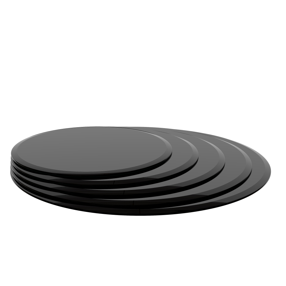 38.6" Round Black Tempered Glass Table Top - 2/5" Thick Beveled Edge Replacement for Dining, Coffee & Patio Tables