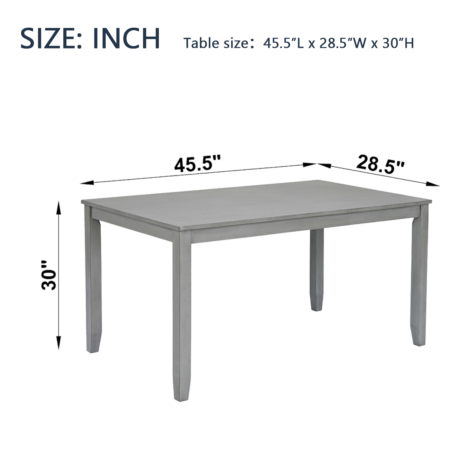 Modern Gray Acacia Wood Dining Table for Small Spaces - Rectangular Kitchen Table & Home Office Desk for 4