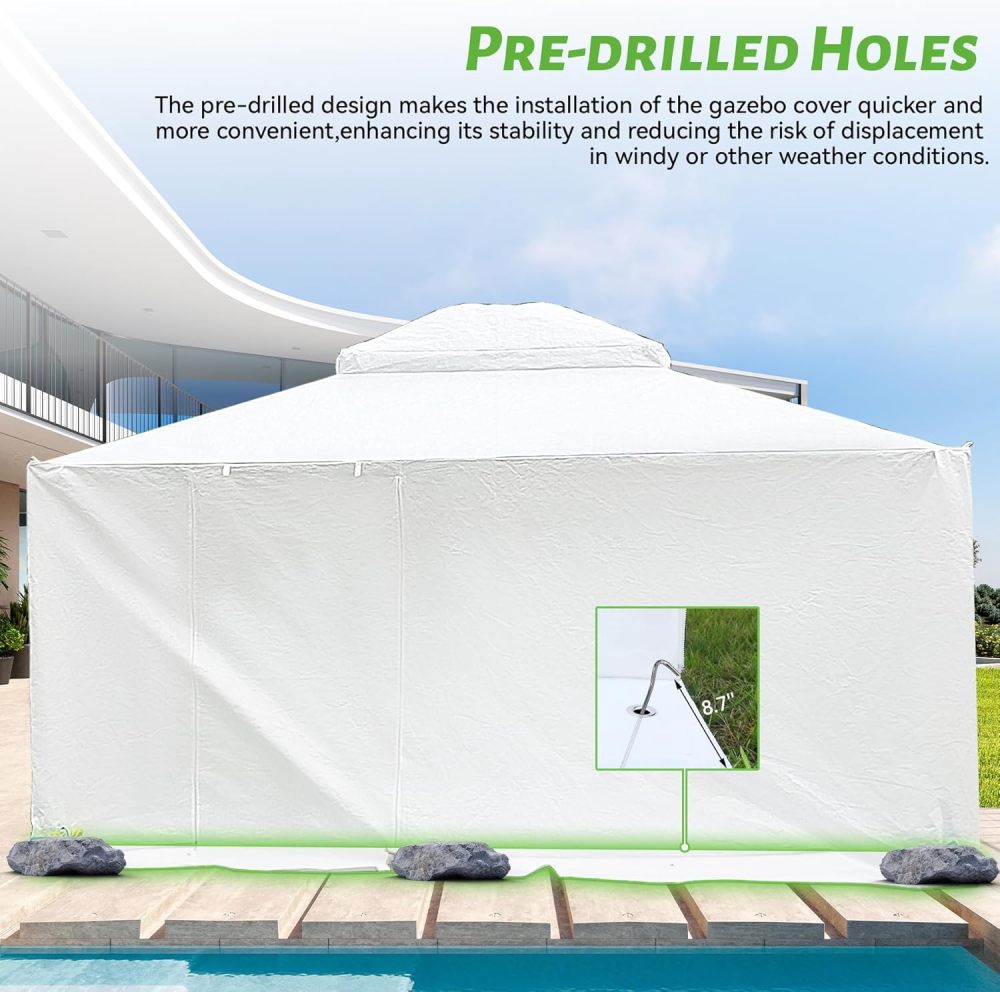 12'x16' Universal Hardtop Gazebo Enclosure Cover with Sidewalls, Waterproof Winter Storage Tent with Mesh Windows & Zippered Door