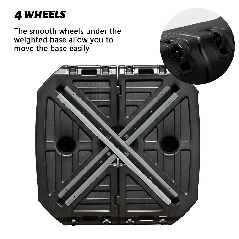 4-Piece Heavy Duty Cantilever Umbrella Base, 440LBS Sand Filled Weighted Stand with Wheels for Outdoor Patio