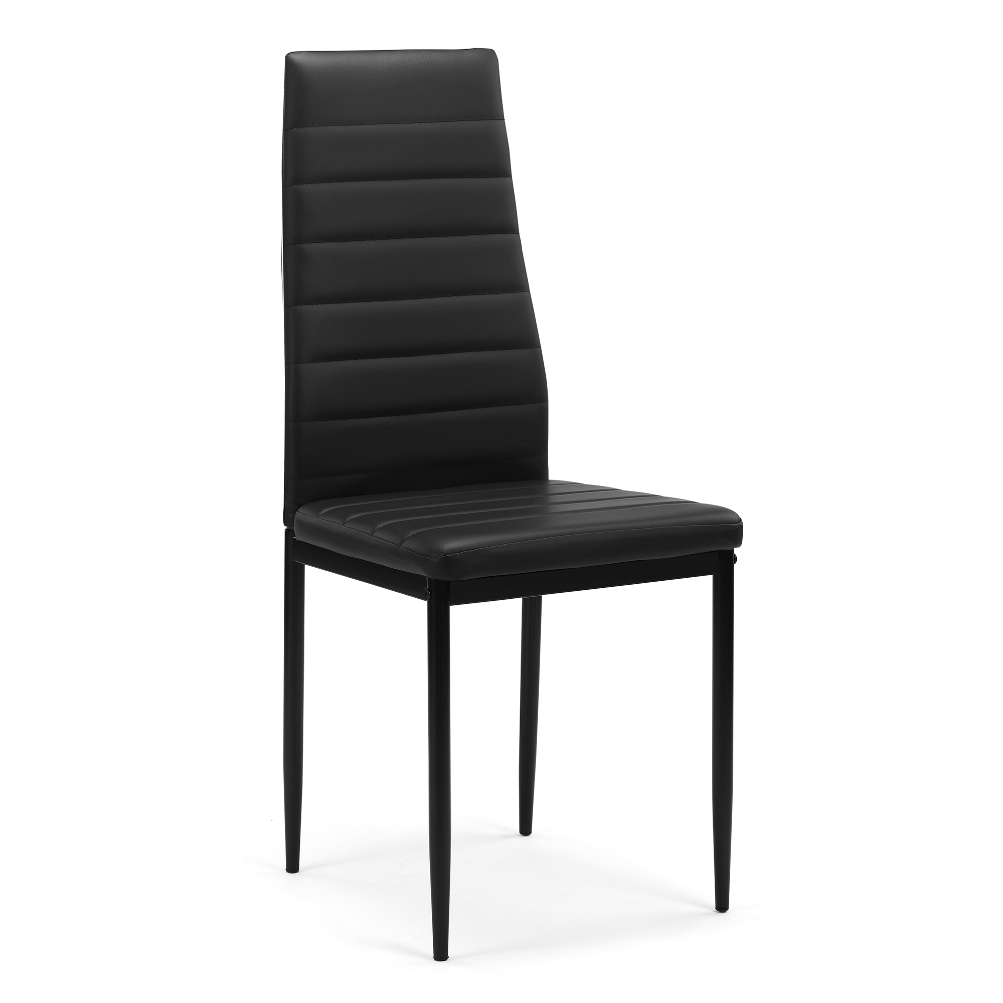 Modern 5-Piece Dining Table Set with Tempered Glass Top and 4 Black Faux Leather Chairs for Kitchen