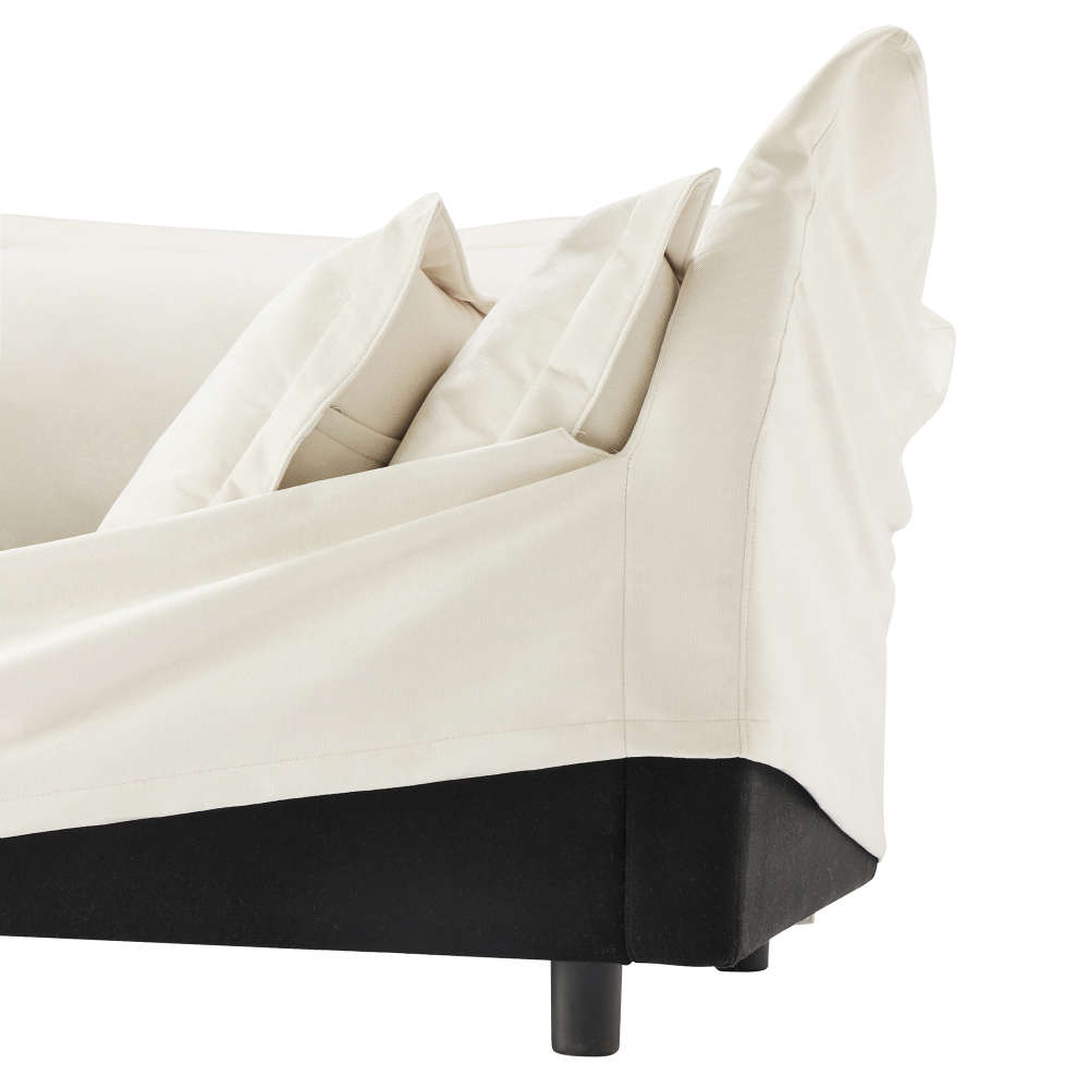 Koala Cream Chenille Armless Sofa - Modern Deep Seat Loveseat with Removable Covers & High Back Pillows