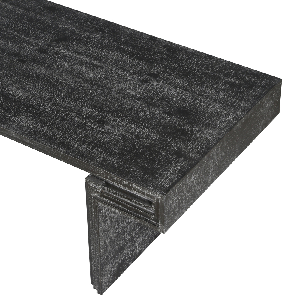 American Vintage Industrial Coffee Table, Premium Reclaimed Wood Texture Rectangular Design, Double-Tier Structure with Rustic Finish, Easy Assembly for Living Room & Office, Antique Black