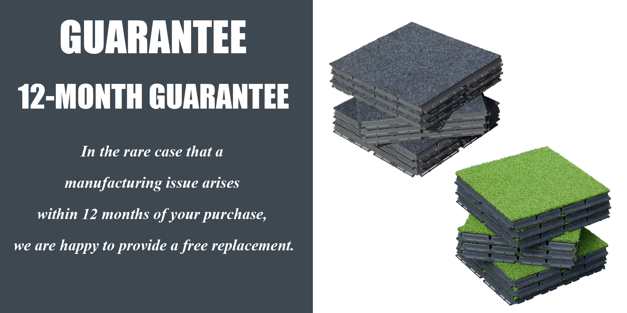Interlocking Plastic Deck Tiles - Grey Modular Outdoor Carpet Flooring with Durable Base for Patio, Balcony & Porch