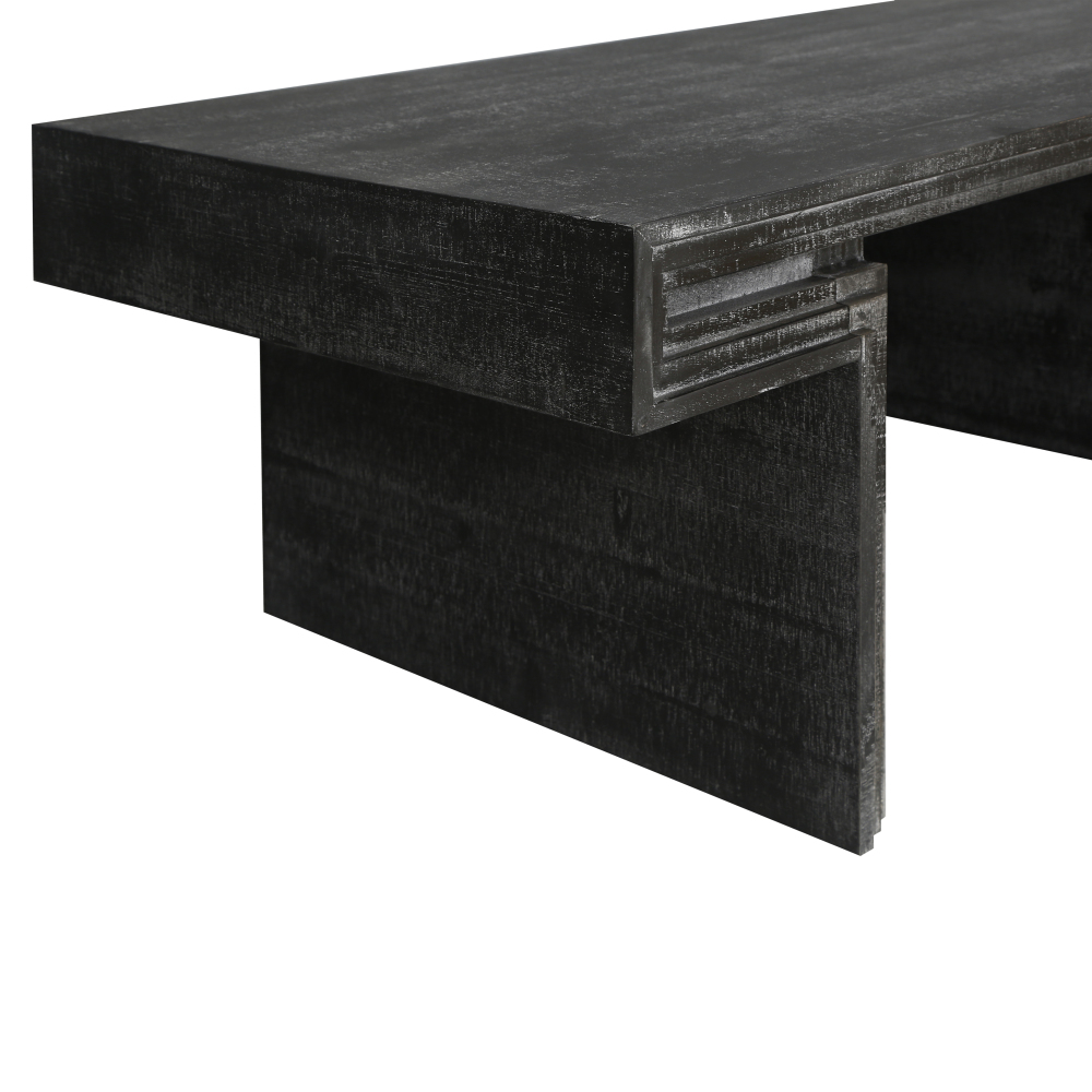 American Vintage Industrial Coffee Table, Premium Reclaimed Wood Texture Rectangular Design, Double-Tier Structure with Rustic Finish, Easy Assembly for Living Room & Office, Antique Black