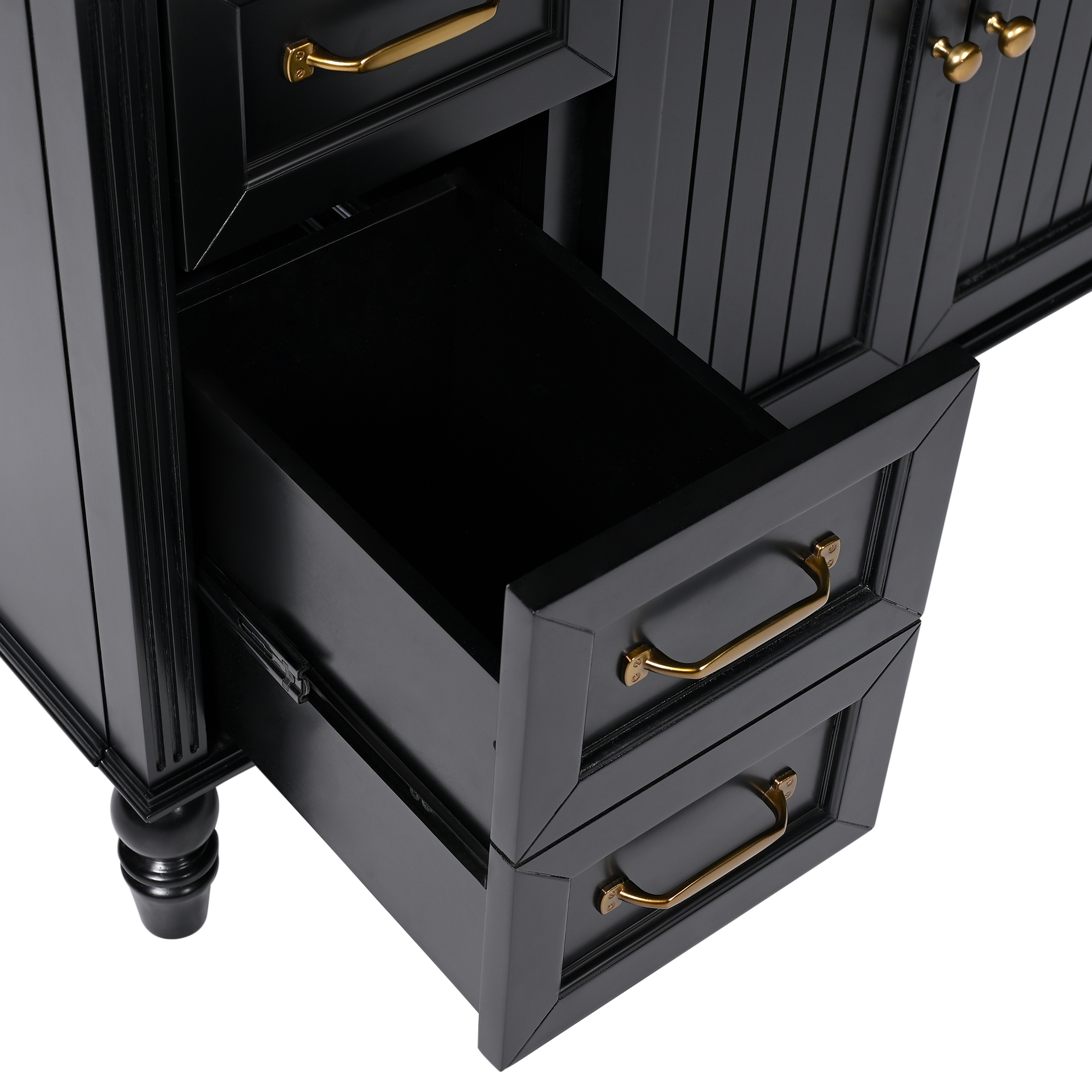 36" Black Bathroom Vanity with Ceramic Sink Top, Vintage Freestanding Cabinet with Soft-Close Drawers & Storage