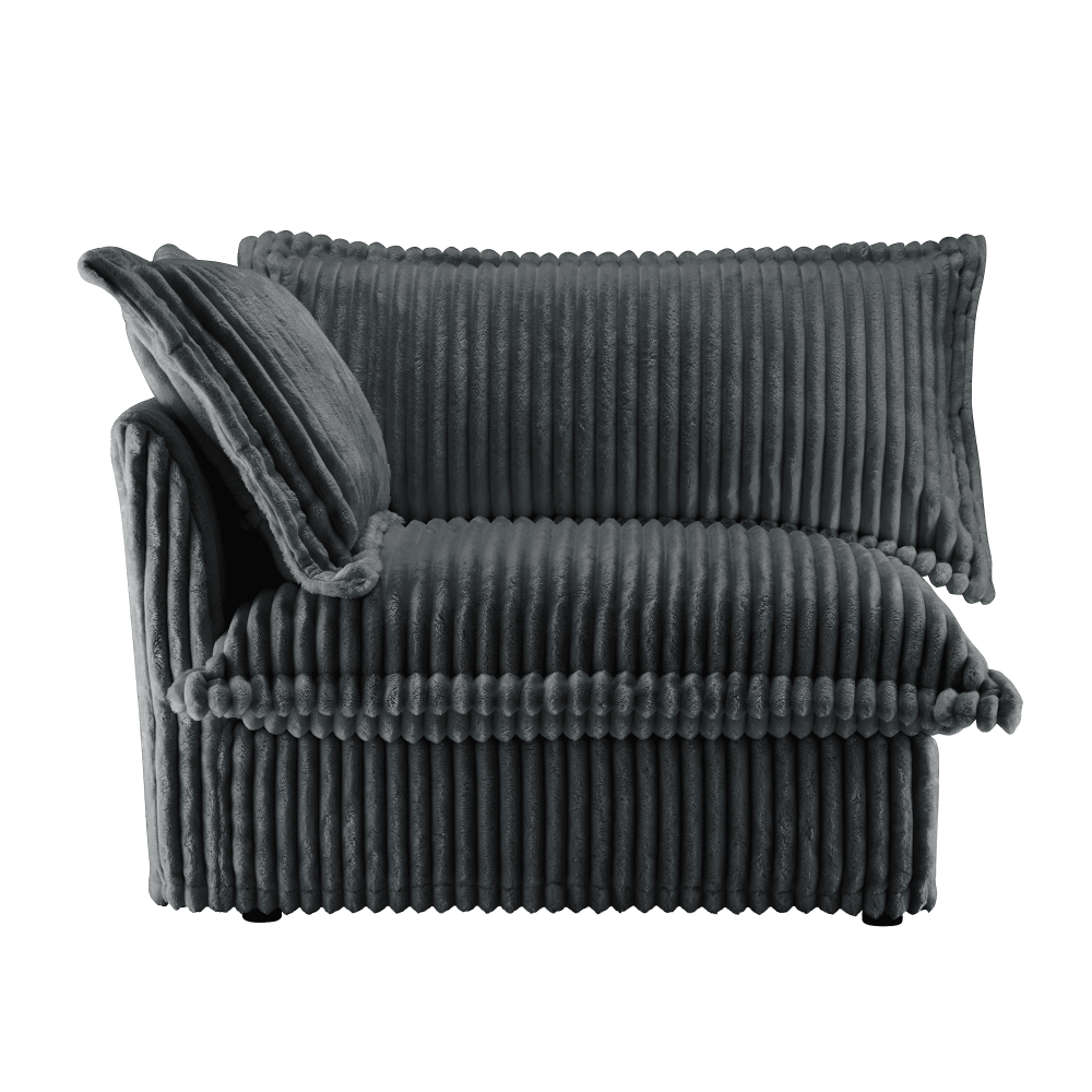 Koala Modern Corduroy Loveseat Sofa - Grey Deep Seat Armchair with Removable Washable Cover & Plush Pillows