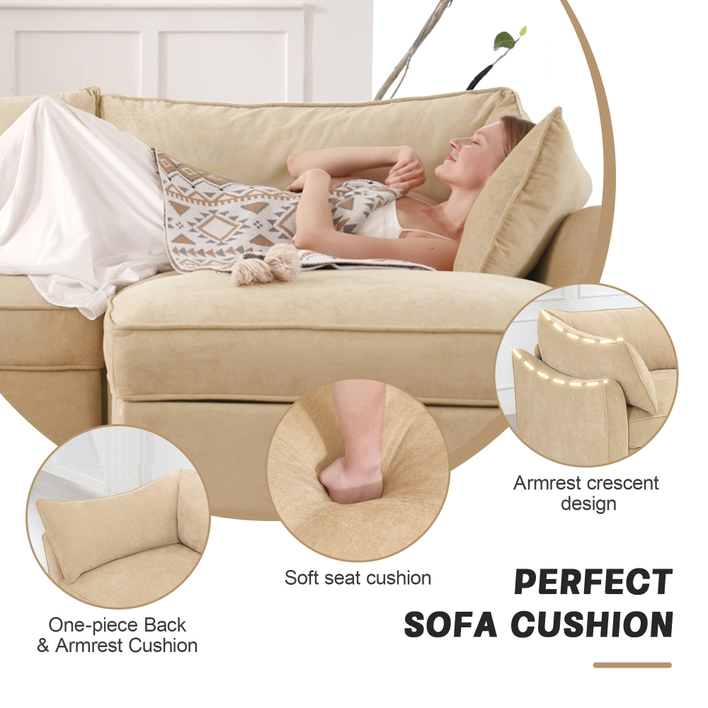 L-Shaped Modular Sofa with Hidden Storage Drawers, Chenille Fabric Sectional Couch for Living Room