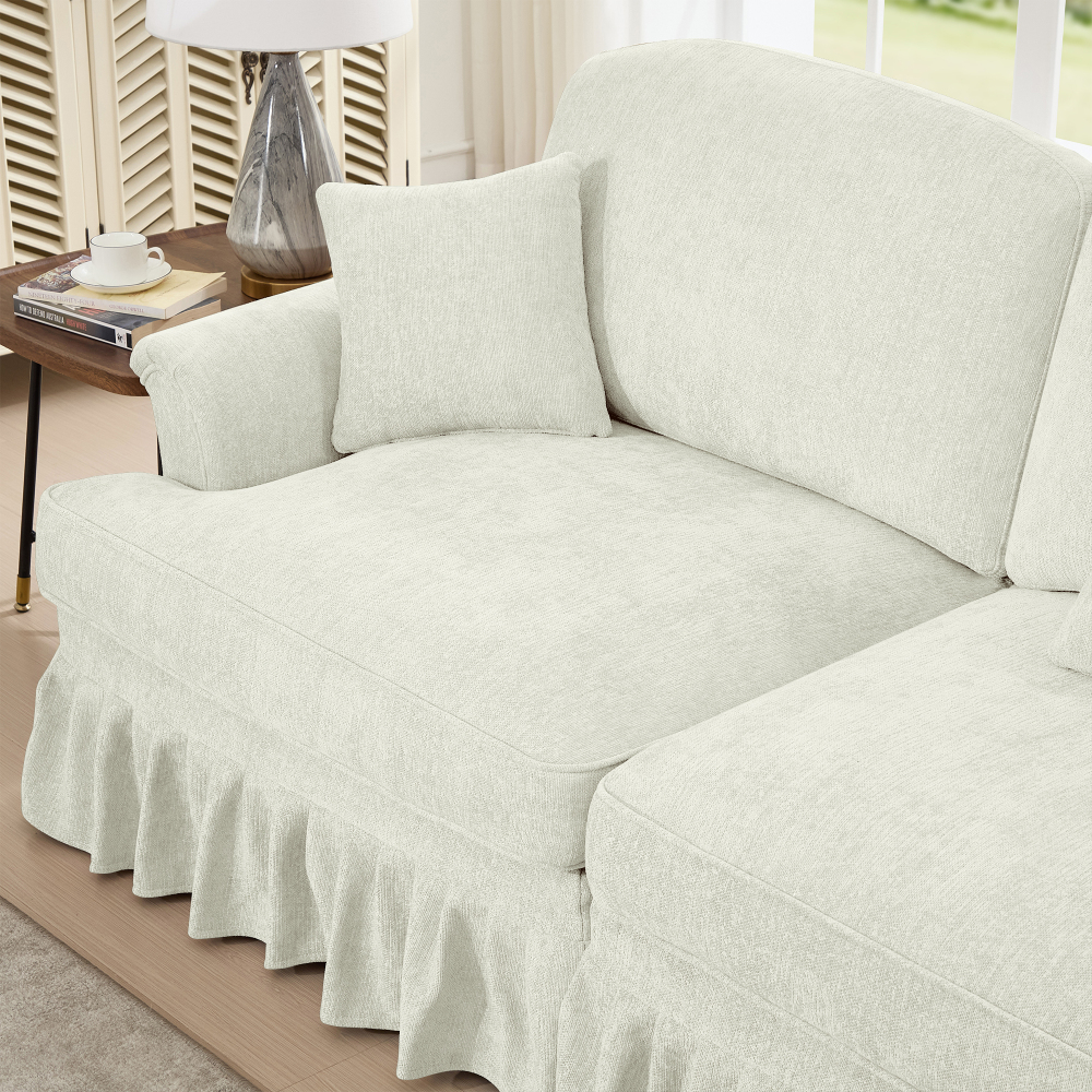 Classic U-Shaped Modular Sectional Sofa with Removable Ruffle Skirt, Deep Seat Chenille Cloud Couch & Movable Ottomans