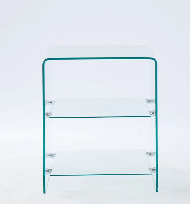 Modern Tempered Glass Side Table - Clear 2-Tier Coffee Table for Living Room