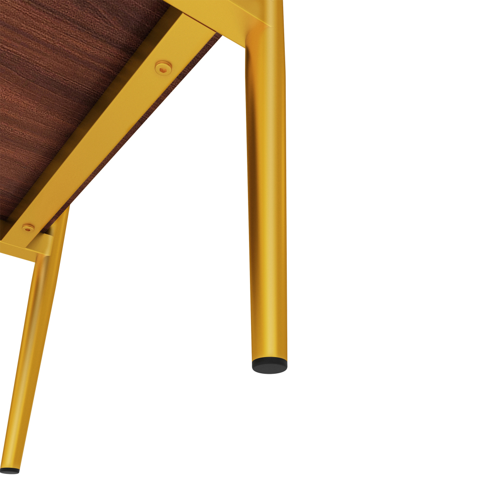 Set of 2 Modern Gold End Tables with Tempered Glass Top and Storage Shelf, Rectangle Side Tables for Living Room
