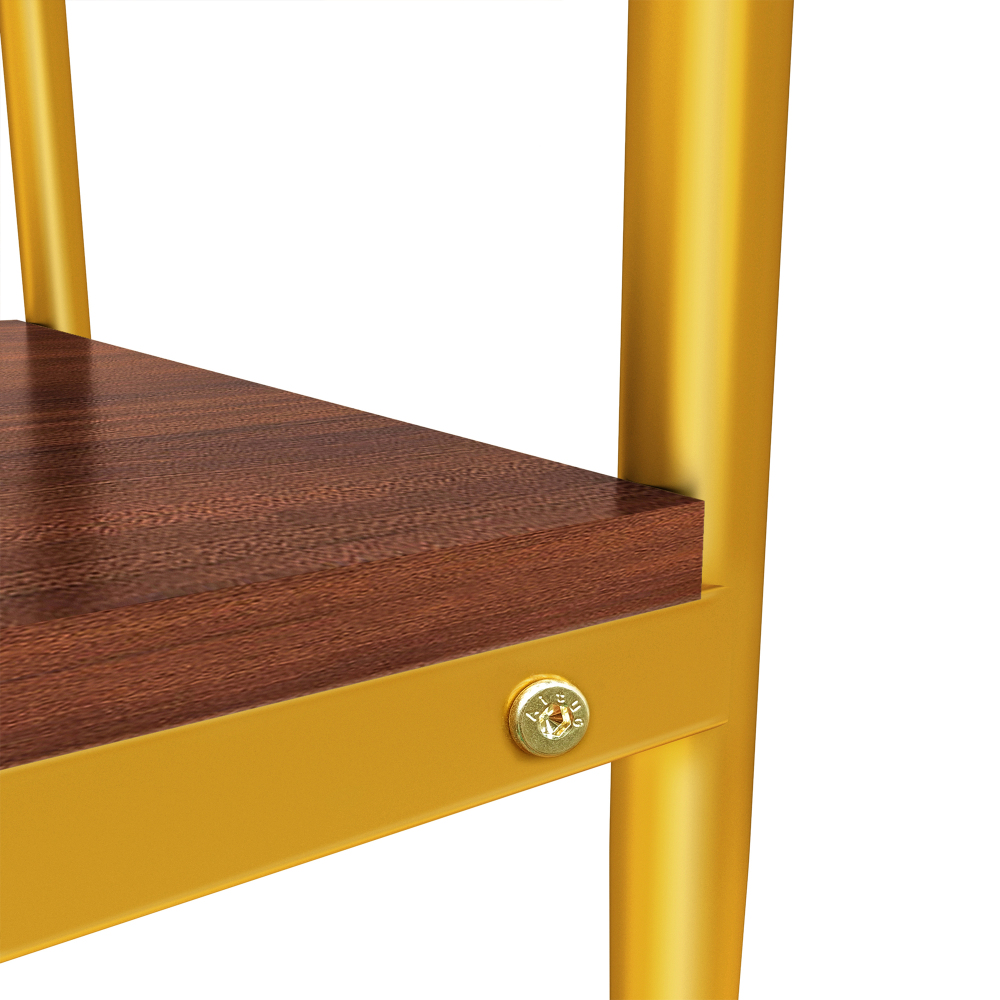 Set of 2 Modern Gold End Tables with Tempered Glass Top and Storage Shelf, Rectangle Side Tables for Living Room