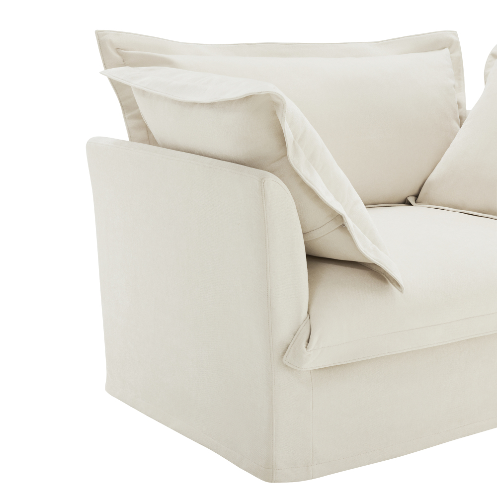 Koala Cream Chenille Armless Sofa Chair - Deep Seat Modern Loveseat with Removable Washable Covers