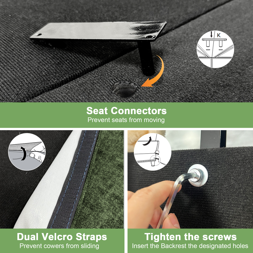 Oversized Modular Chenille Sofa with 3 Ottomans - Deep Seat Green Slipcovered Sectional Couch