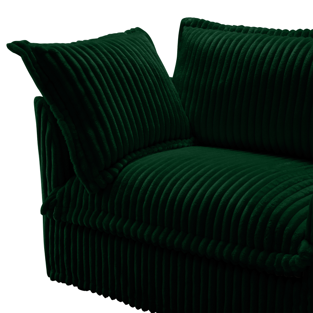 Koala Modern Corduroy Sofa - Plush Deep Seat Loveseat with Removable Washable Covers & High Back Pillows, Emerald Green Accent Couch for Living Room
