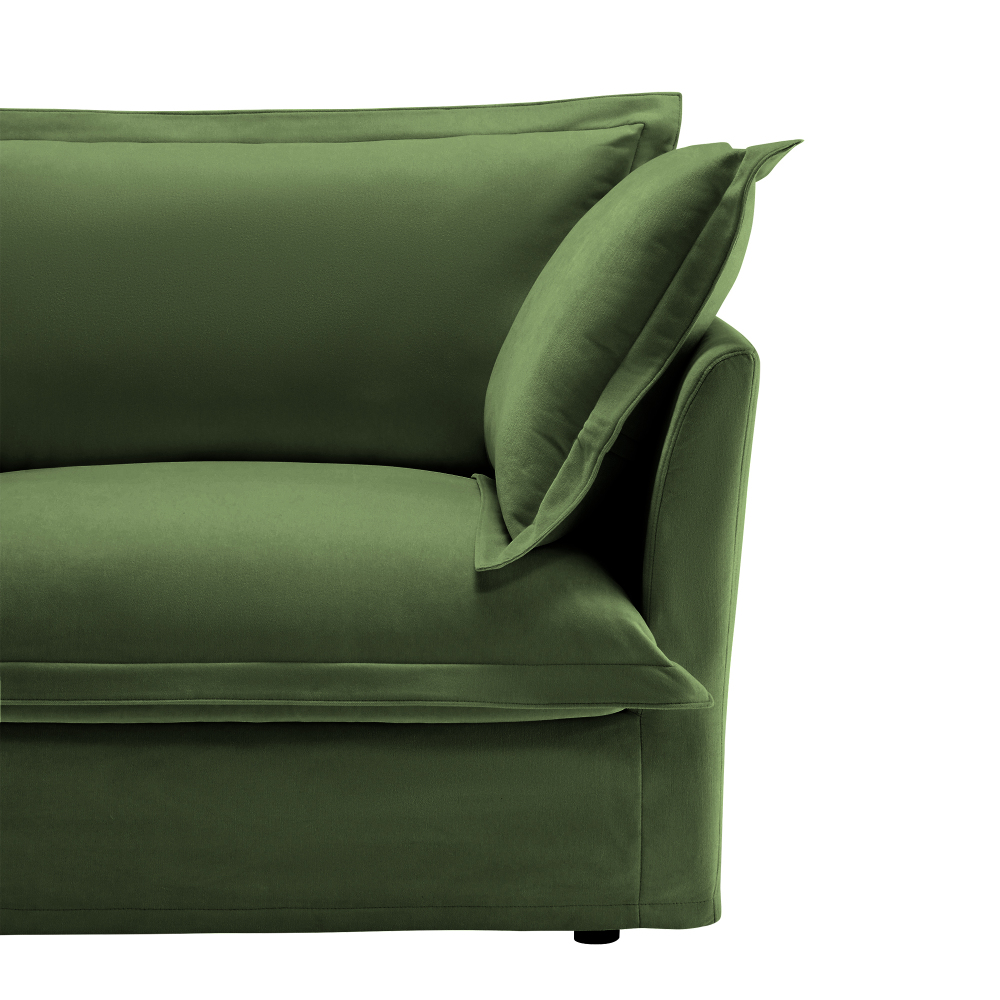 Modern Chenille Loveseat Sofa - Deep Seat Green Armchair with Removable Covers & Plush Pillows