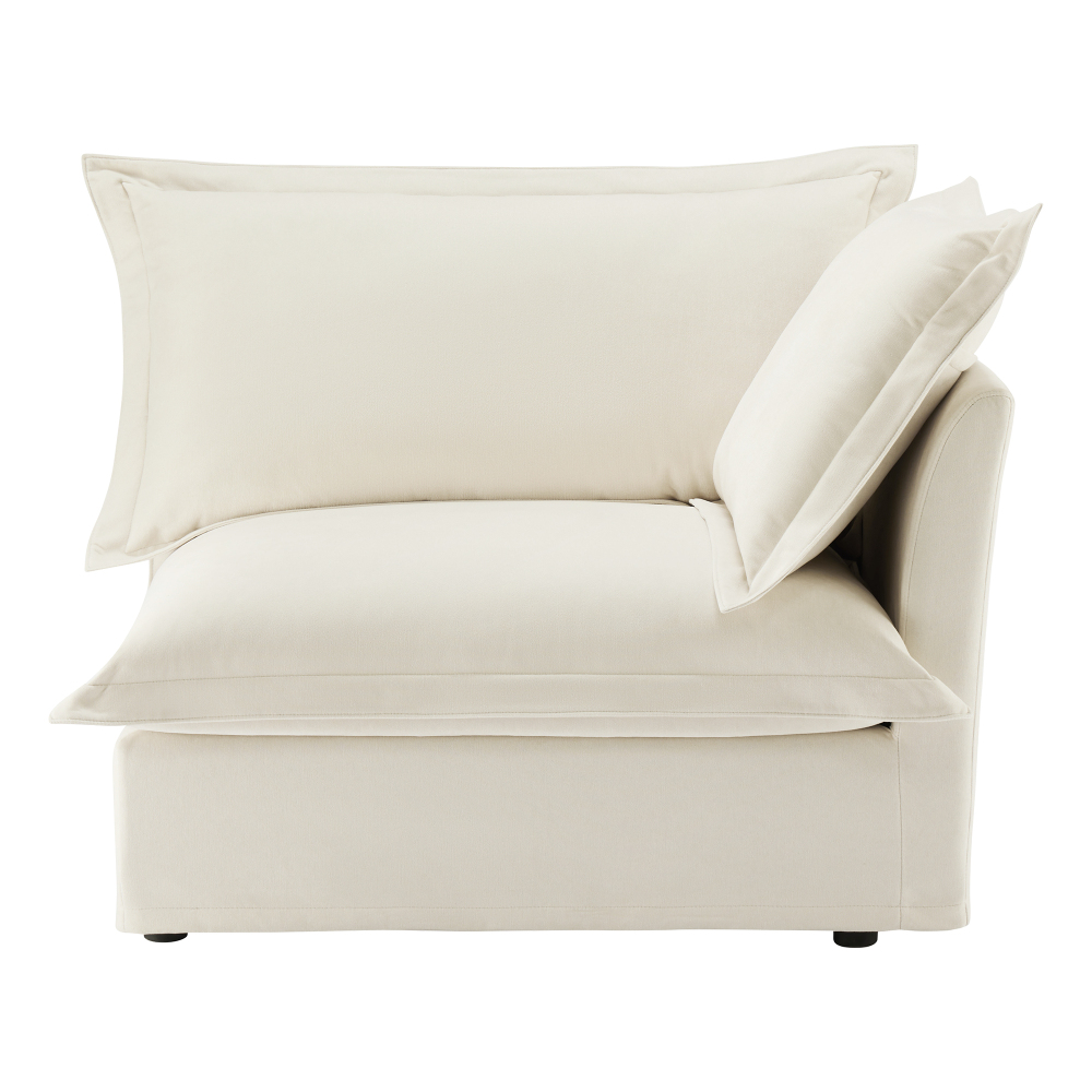 Koala Cream Chenille Armless Sofa - Modern Deep Seat Loveseat with Removable Covers & High Back Pillows