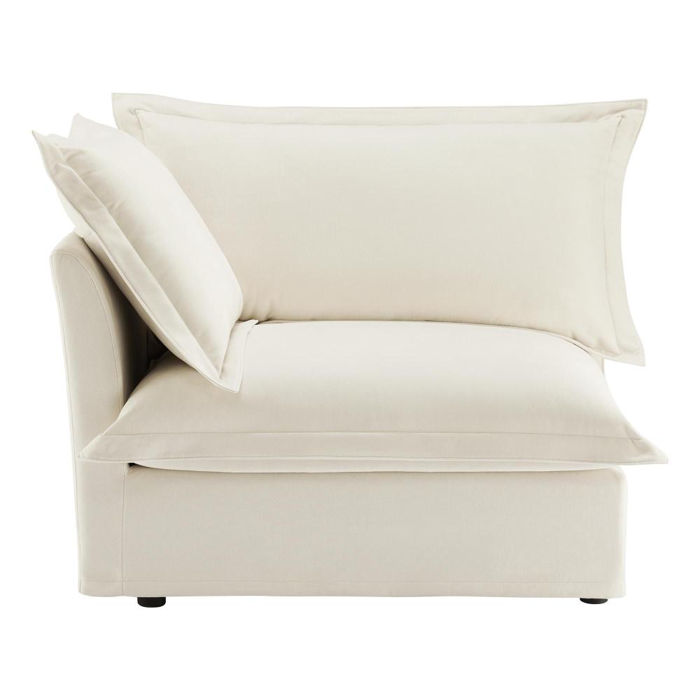 Koala Cream Chenille Armless Sofa Chair - Deep Seat Modern Loveseat with Removable Washable Covers