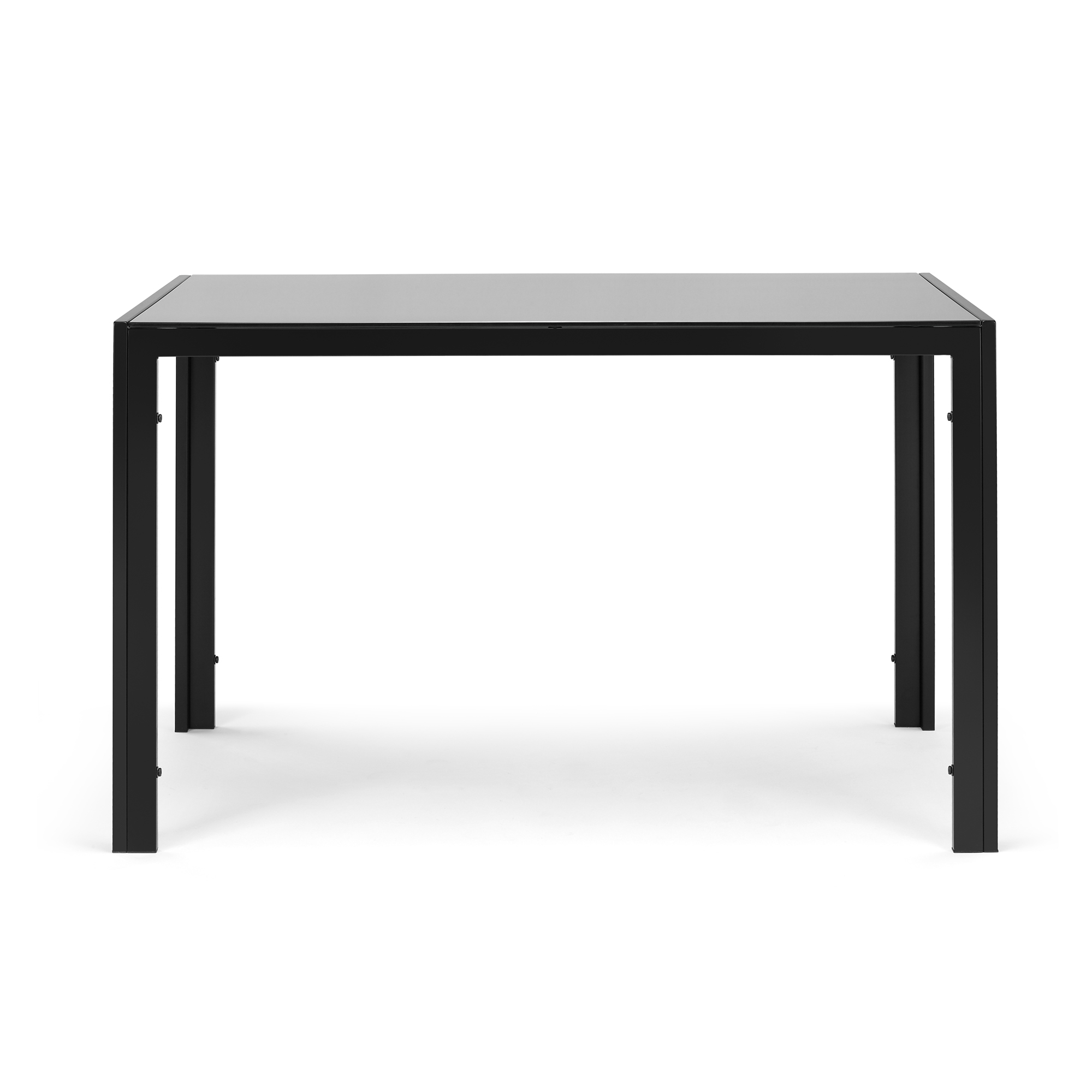 Modern 5-Piece Dining Table Set with Tempered Glass Top and 4 Black Faux Leather Chairs for Kitchen