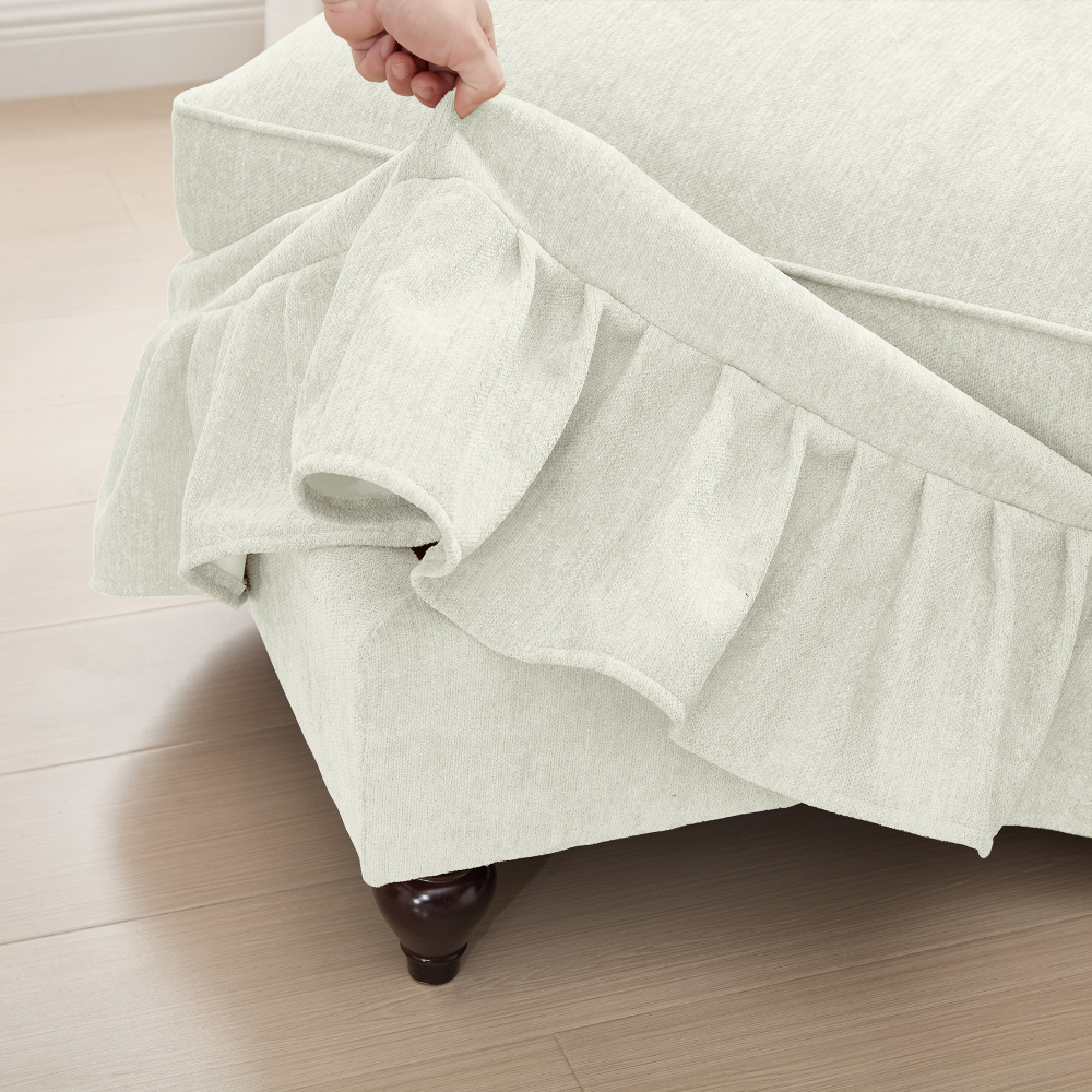 Classic U-Shaped Modular Sectional Sofa with Removable Ruffle Skirt, Deep Seat Chenille Cloud Couch & Movable Ottomans