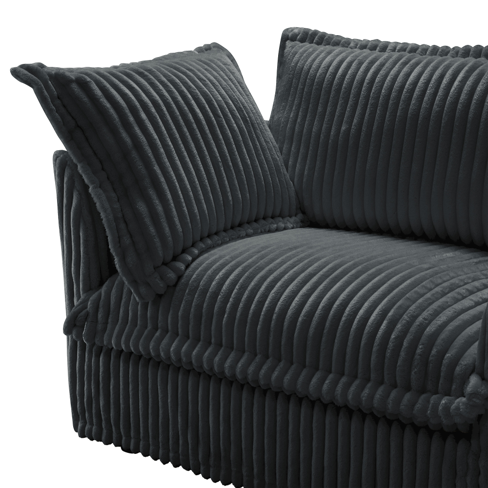 Koala Modern Corduroy Loveseat Sofa - Grey Deep Seat Armchair with Removable Washable Cover & Plush Pillows