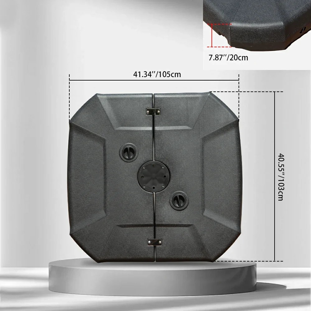 4-Piece Heavy Duty Cantilever Umbrella Base, 440LBS Sand Filled Weighted Stand with Wheels for Outdoor Patio