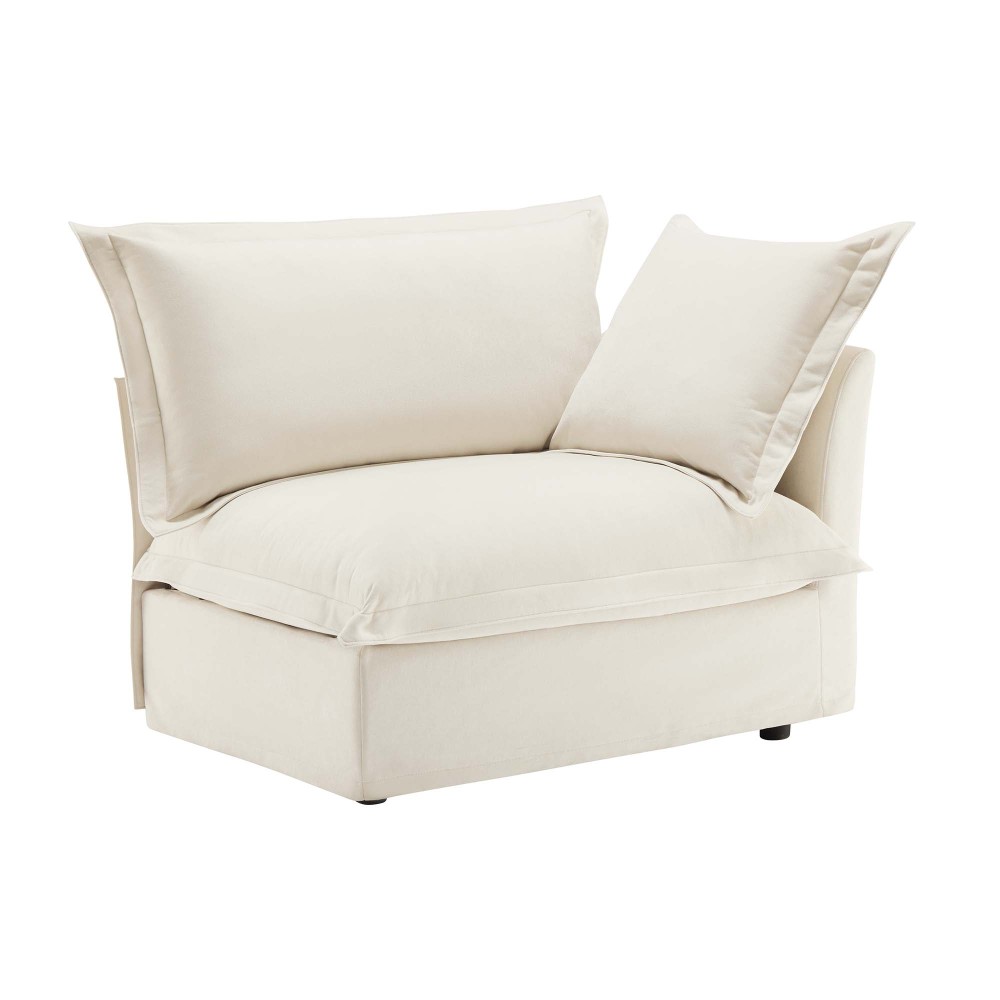 Koala Cream Chenille Armless Sofa - Modern Deep Seat Loveseat with Removable Covers & High Back Pillows