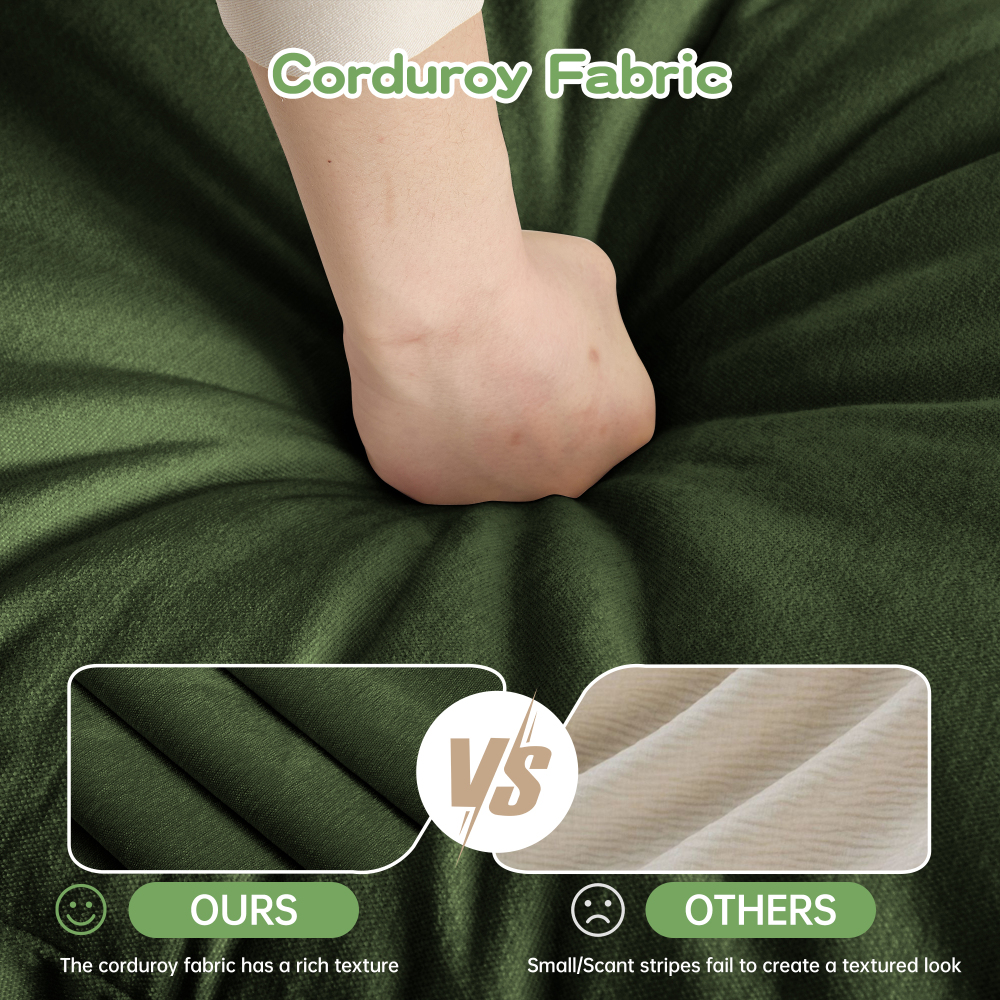 Oversized Modular Chenille Sofa with 3 Ottomans - Deep Seat Green Slipcovered Sectional Couch