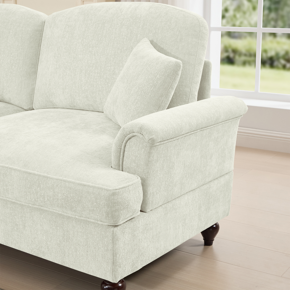 Classic U-Shaped Modular Sectional Sofa with Removable Ruffle Skirt, Deep Seat Chenille Cloud Couch & Movable Ottomans