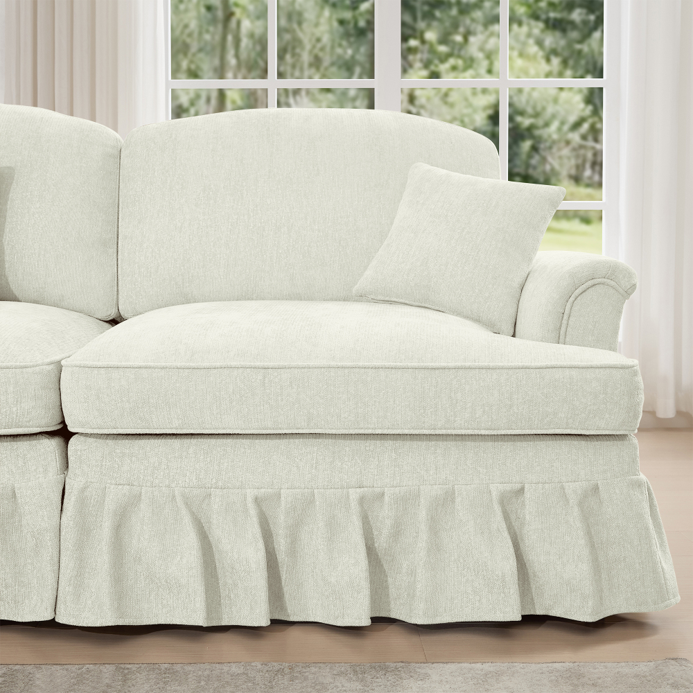 Classic U-Shaped Modular Sectional Sofa with Removable Ruffle Skirt, Deep Seat Chenille Cloud Couch & Movable Ottomans