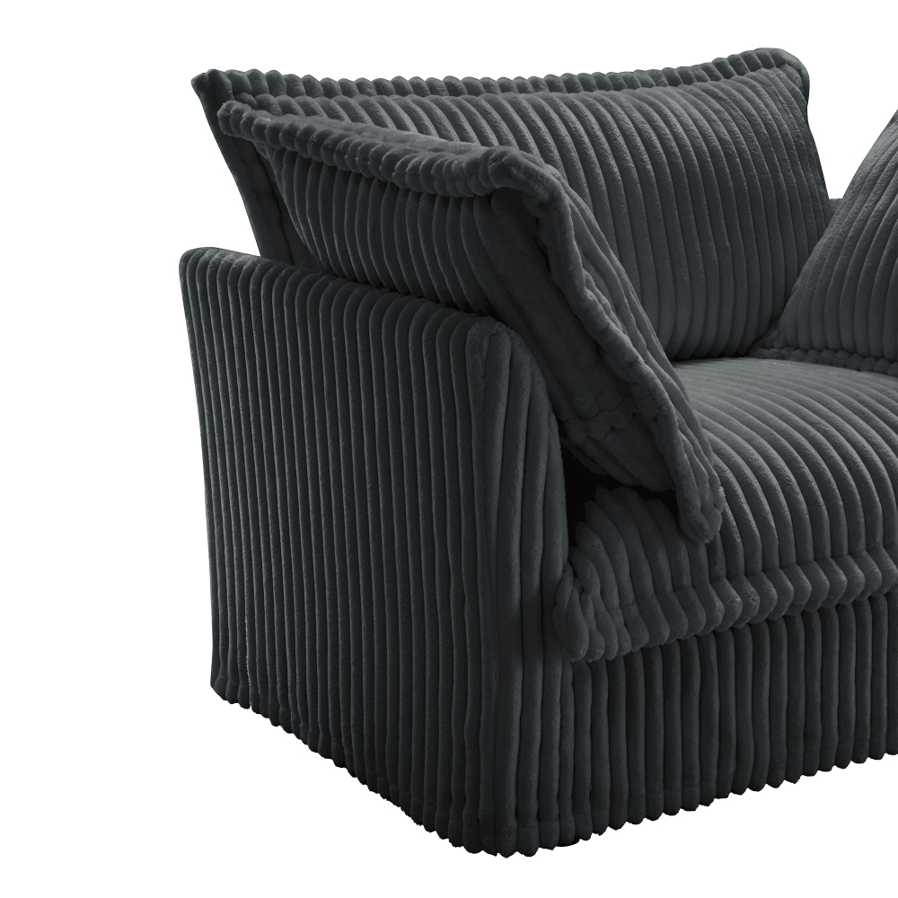 Koala Modern Corduroy Loveseat Sofa - Grey Deep Seat Armchair with Removable Washable Cover & Plush Pillows