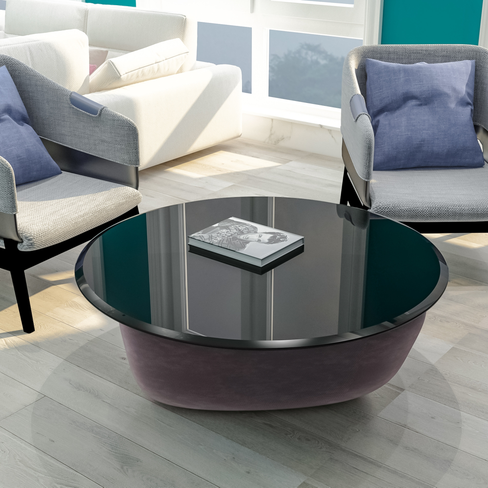 38.6" Round Black Tempered Glass Table Top - 2/5" Thick Beveled Edge Replacement for Dining, Coffee & Patio Tables