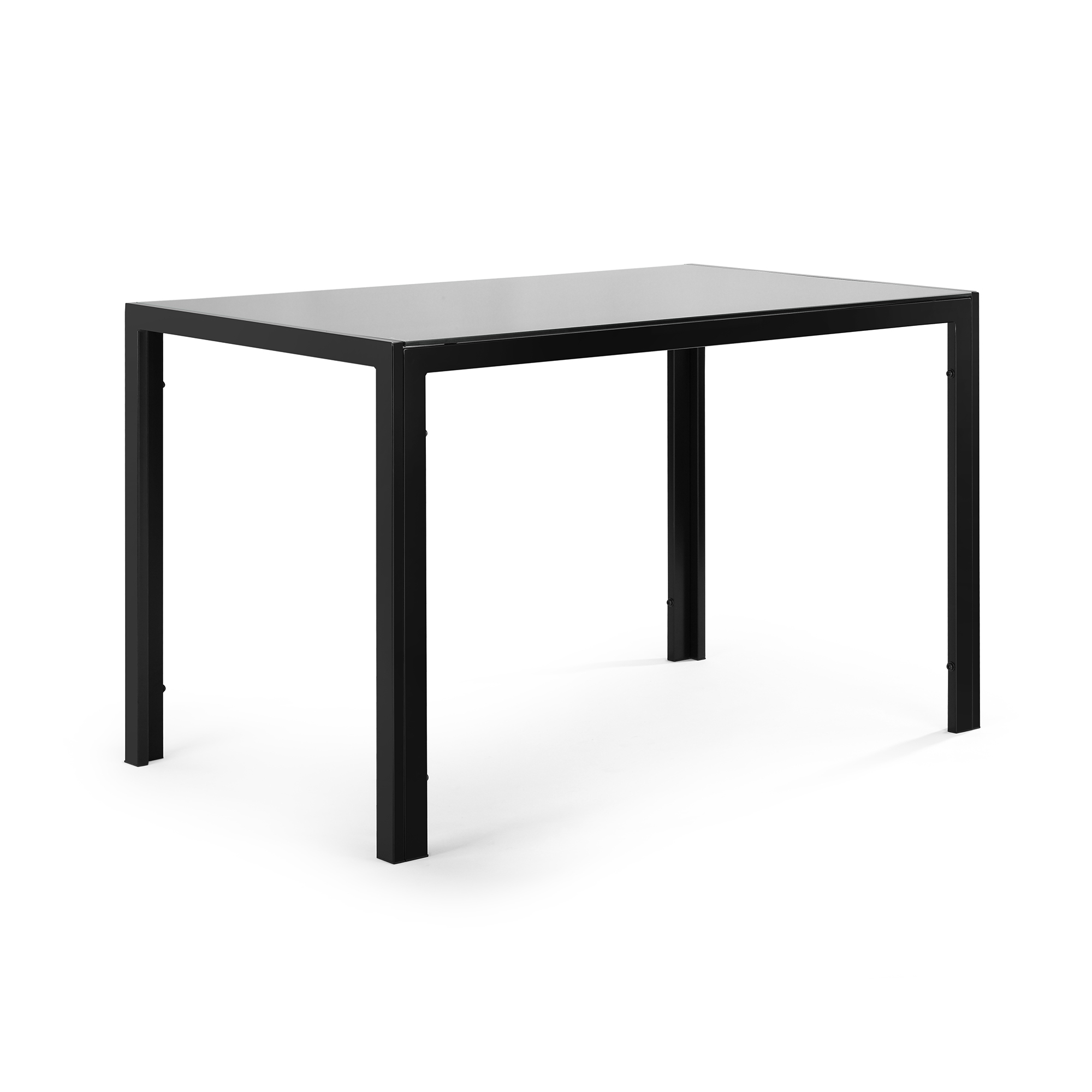Modern 5-Piece Dining Table Set with Tempered Glass Top and 4 Black Faux Leather Chairs for Kitchen