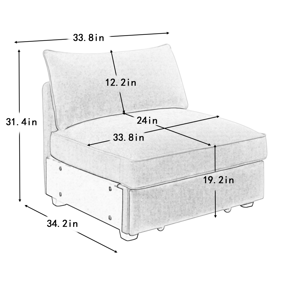 Modern Velvet Armless Sofa in Orange - Mid-Century Accent Chair for Living Room, Bedroom, and Apartment