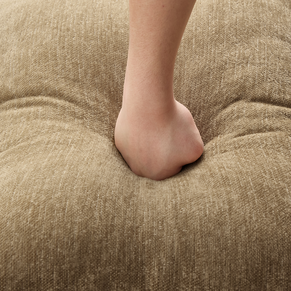 Classic U-Shaped Modular Sectional Sofa with Removable Ruffle Skirt, Deep Seat Chenille Couch with Flared Arms and Spindle Legs, Light Coffee