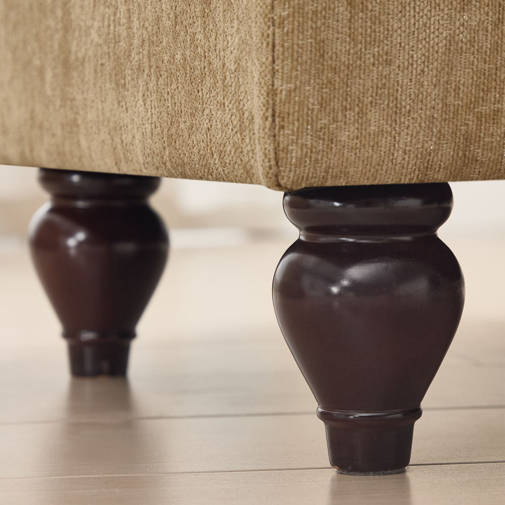 Classic U-Shaped Modular Sectional Sofa with Removable Ruffle Skirt, Deep Seat Chenille Couch with Flared Arms and Spindle Legs, Light Coffee