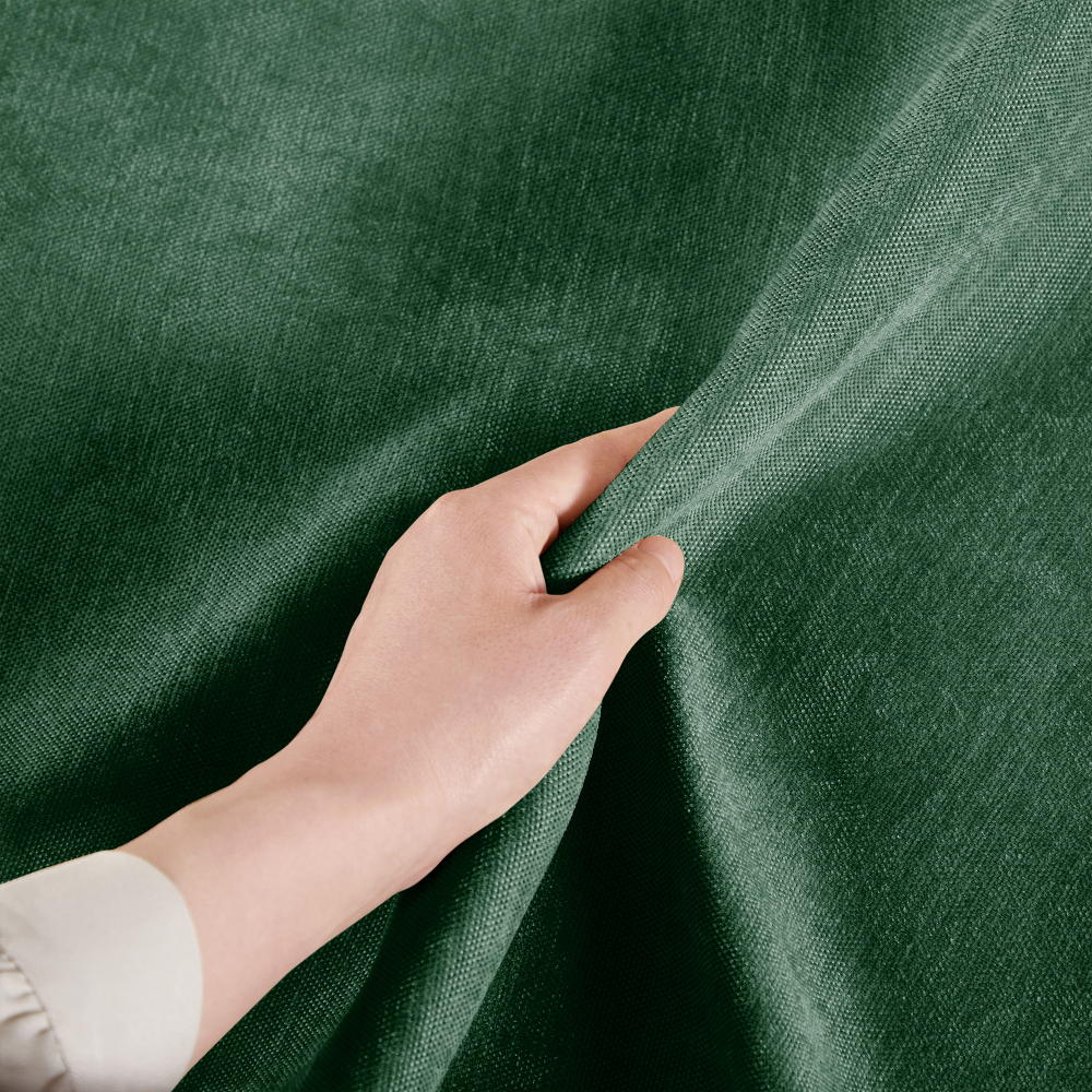 Green Chenille L-Shaped Sectional Sofa, 4-Seat Modular Couch with Movable Ottoman, Crescent Armrests & Wraparound Back Cushions for Living Room