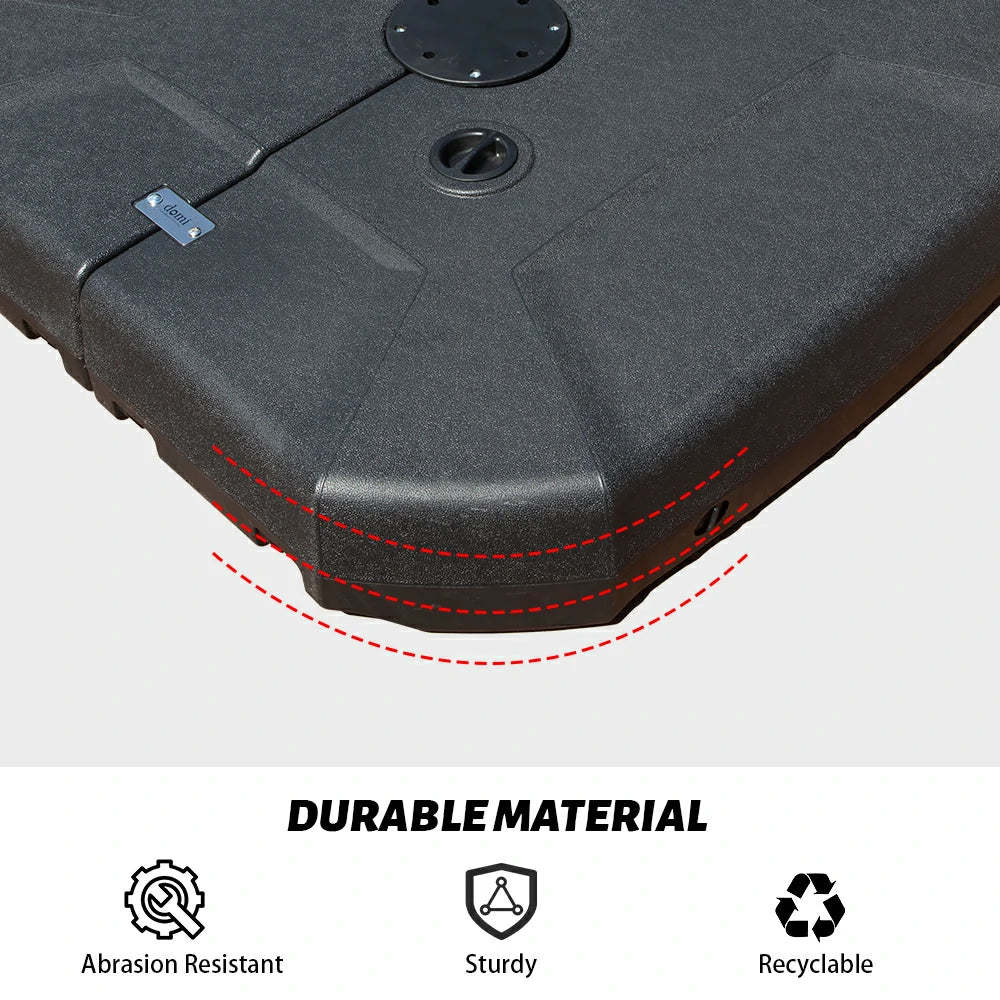 4-Piece Heavy Duty Cantilever Umbrella Base, 440LBS Sand Filled Weighted Stand with Wheels for Outdoor Patio