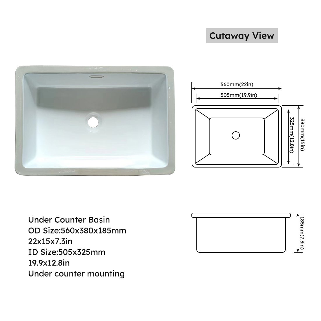 37" Sintered Stone Bathroom Vanity Top with Undermount Rectangular Sink - Carrara White Marble Countertop with 4" Backsplash