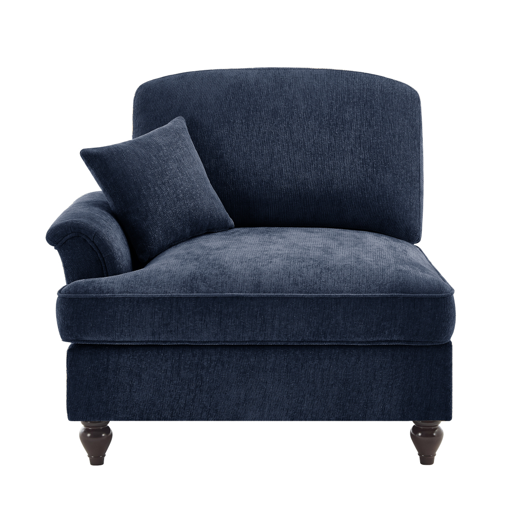 Velvet Chenille Slipcover Armchair with Detachable Skirt & Lumbar Pillow - Blue