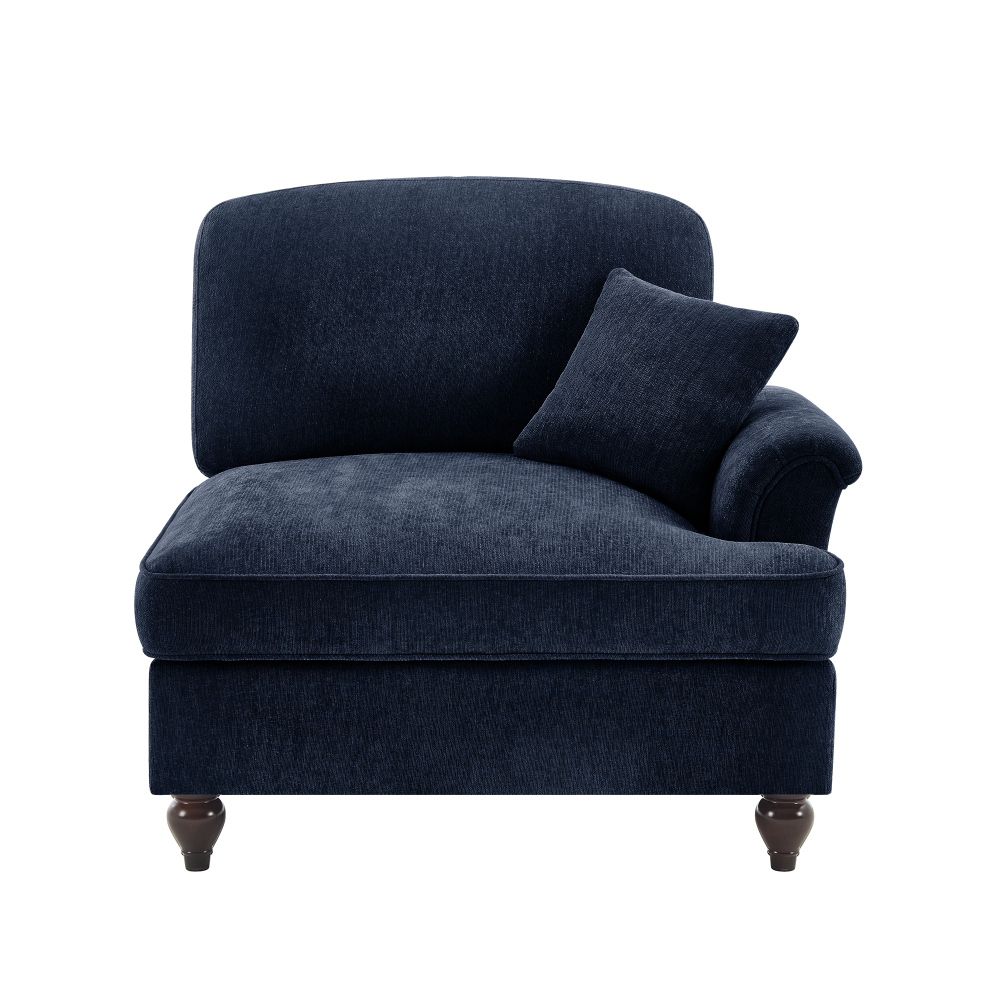 Chenille Upholstered Right-Facing Loveseat Sectional Sofa with Lumbar Pillow - Blue