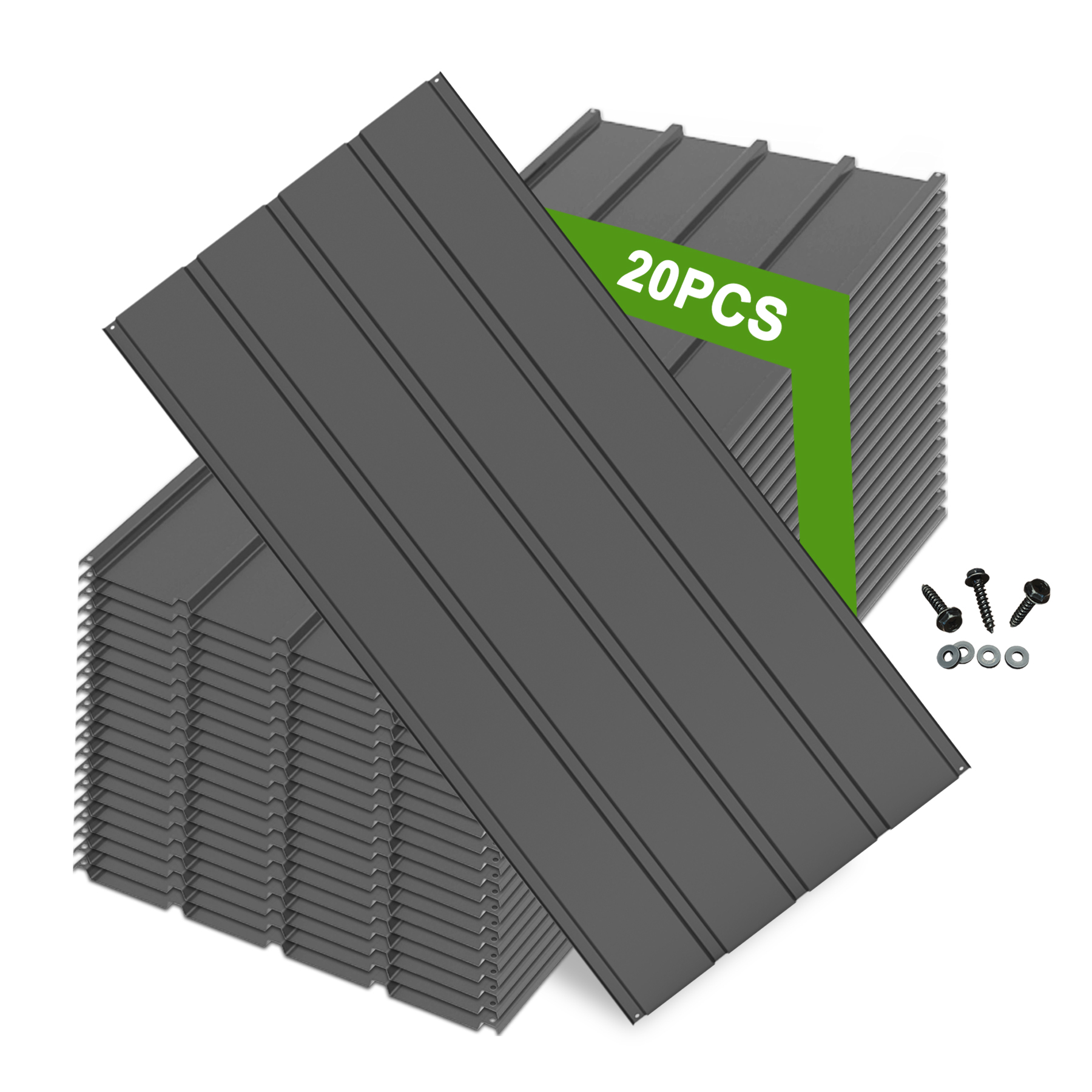 20-Piece Galvanized Metal Roofing Panels Kit - Corrugated Steel Siding Sheets for Shed, Pergola & Outdoor Storage