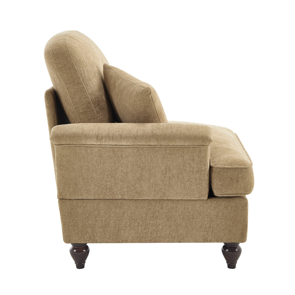 Versatile Chenille Armless Chair with Detachable Skirt & Throw Pillow - Light Coffee