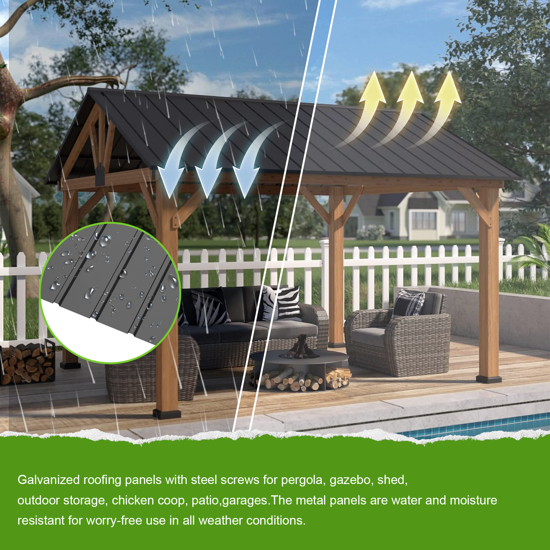 20-Piece Galvanized Metal Roofing Panels Kit - Corrugated Steel Siding Sheets for Shed, Pergola & Outdoor Storage