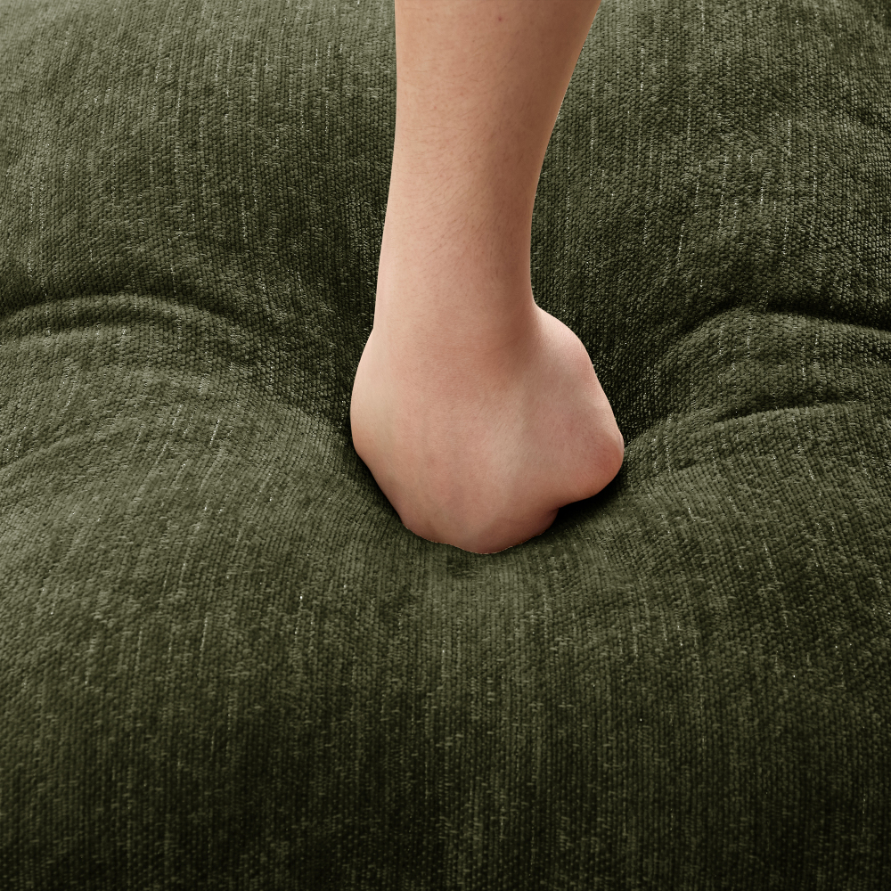 Classic Green Chenille U-Shaped Modular Sectional Sofa with Removable Ruffle Skirt & Flared Arms