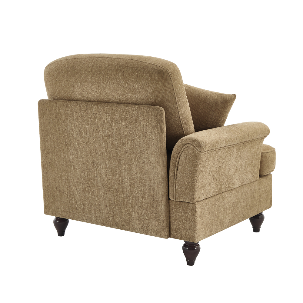 Versatile Chenille Armless Chair with Detachable Skirt & Throw Pillow - Light Coffee