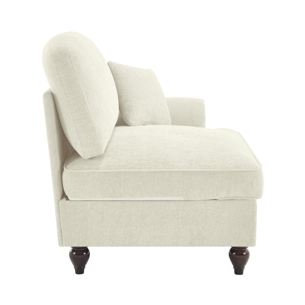 Elegant Chenille Modular Armchair with Detachable Skirt & Spindle Legs - Beige Cloud Couch for Living Room