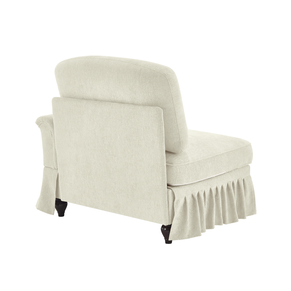 Elegant Chenille Modular Armchair with Detachable Skirt & Spindle Legs - Beige Cloud Couch for Living Room