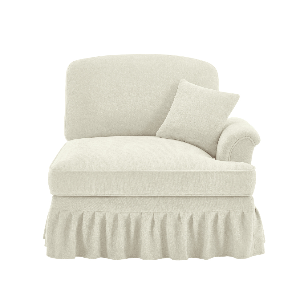 Elegant Chenille Modular Armchair with Detachable Skirt & Spindle Legs - Beige Cloud Couch for Living Room